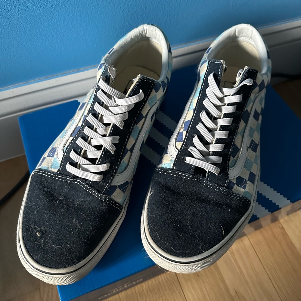 Blue checkered vans